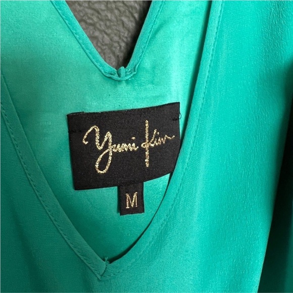 Yumi Kim Jane Sweetheart Bow Dress Teal Blue Shift Silk Mini Dress M - Picture 8 of 10